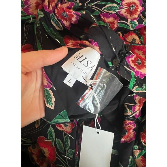 Misa Los Angeles Kora Floral Long Sleeve Backless Maxi Dress Size Large - Picture 7 of 7